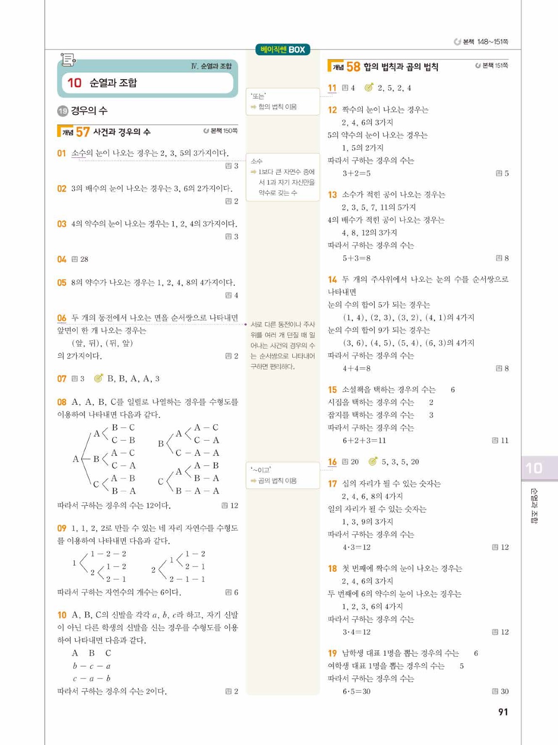 2025 베이직쎈 공통수학1 답지 91