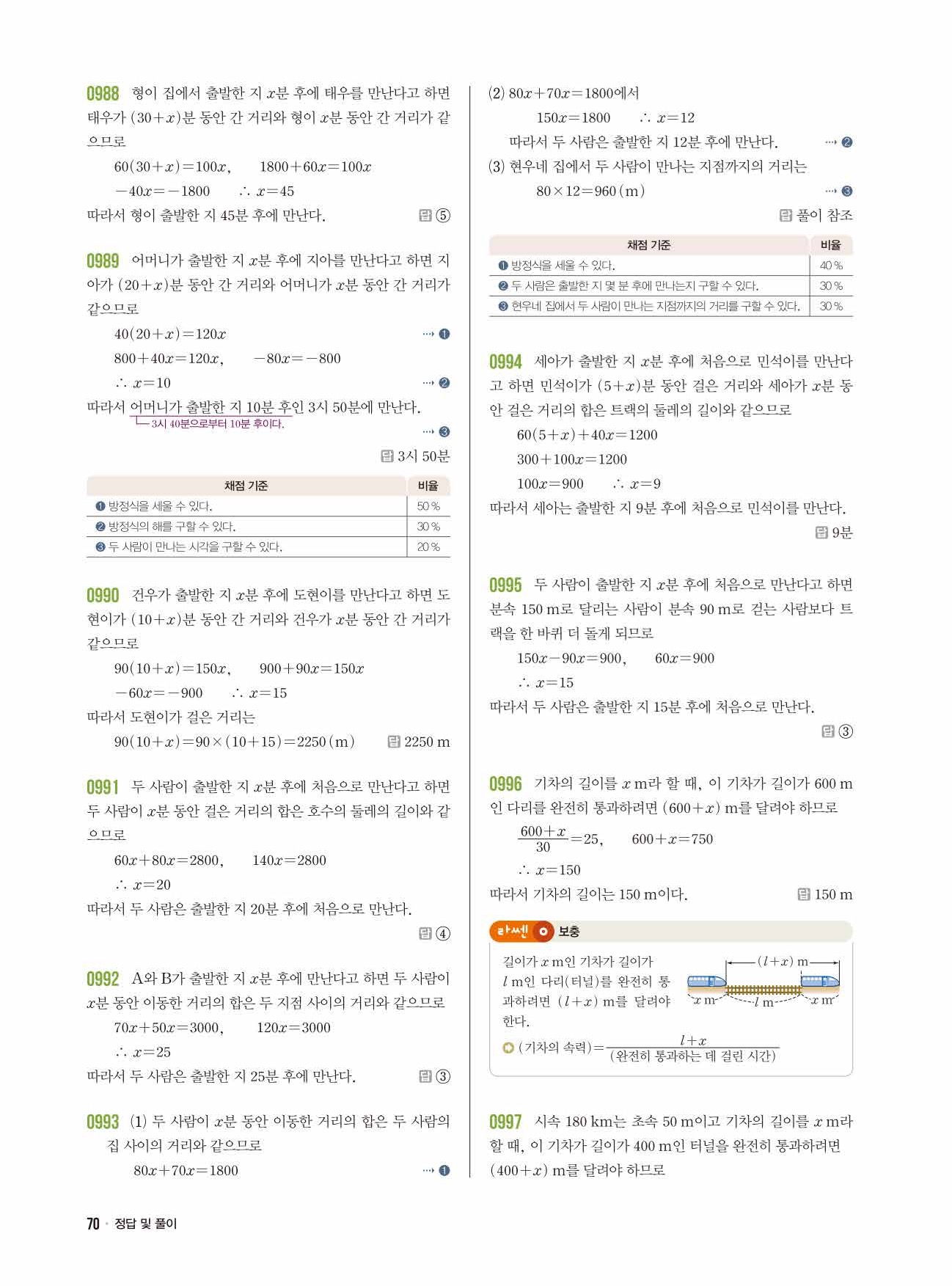 라이트쎈 중1-1 답지 70