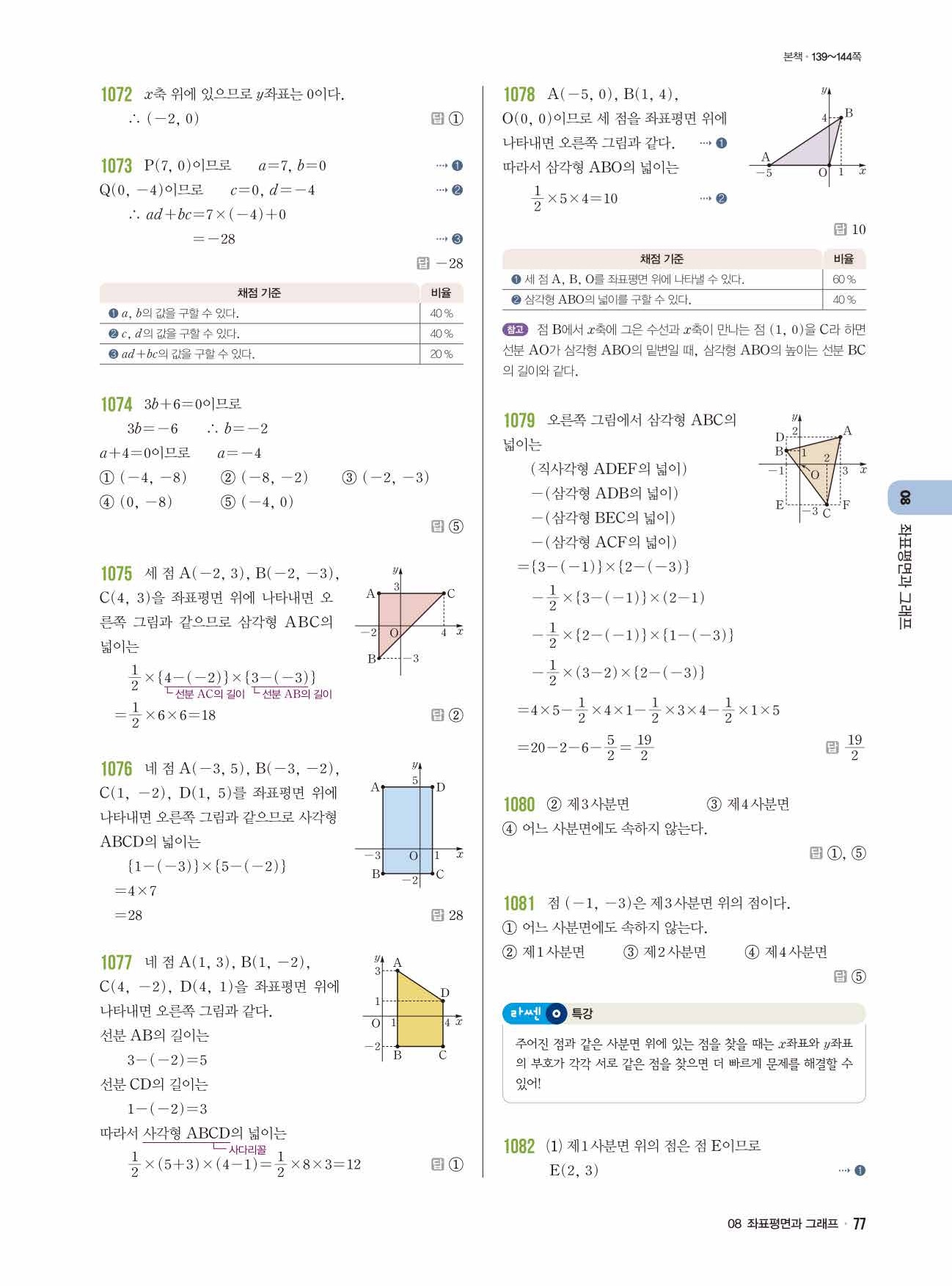 라이트쎈 중1-1 답지 77
