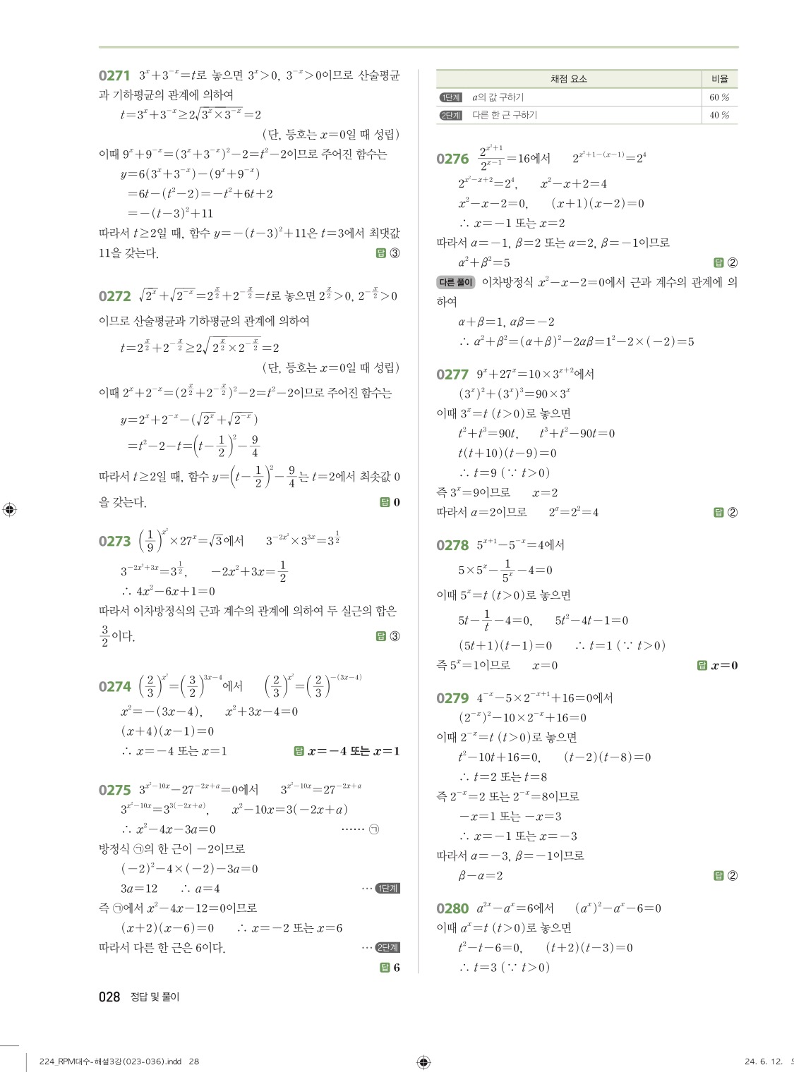 알피엠대수답지 해설 28