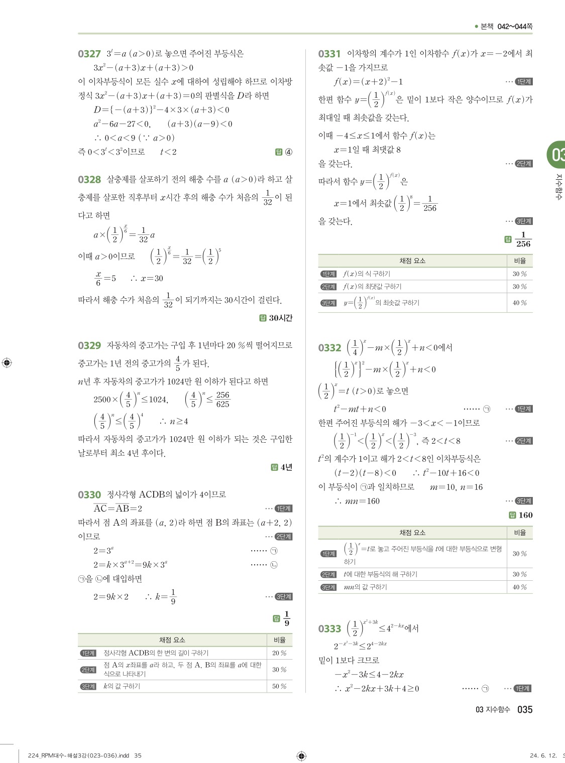 알피엠대수답지 해설 35