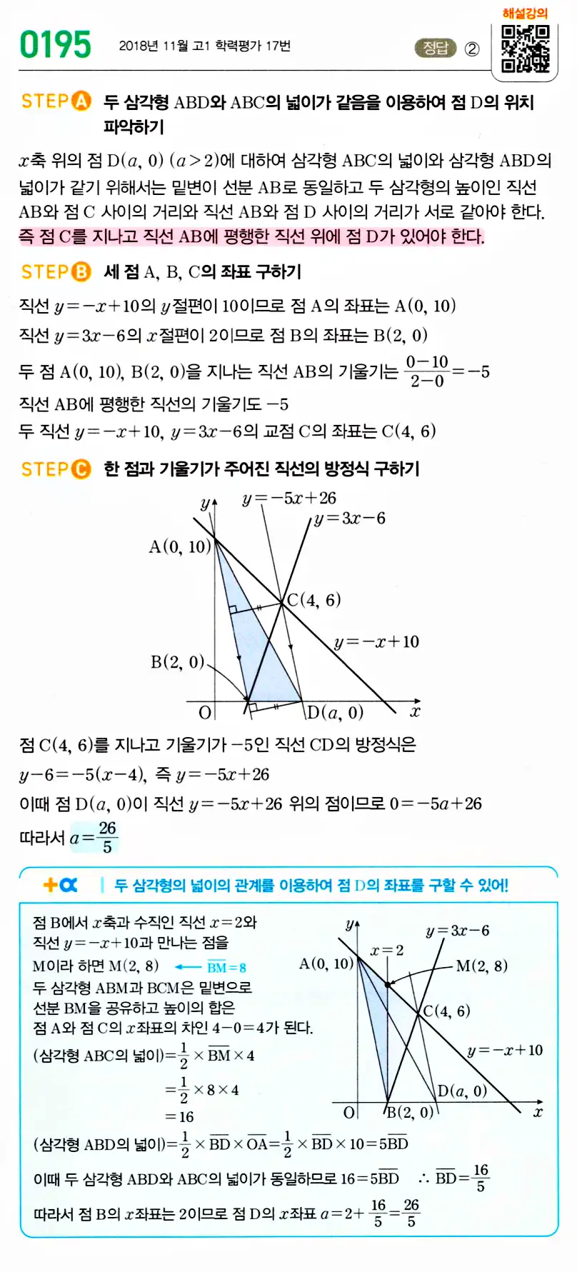 마플시너지 공통수학2 답지 196번