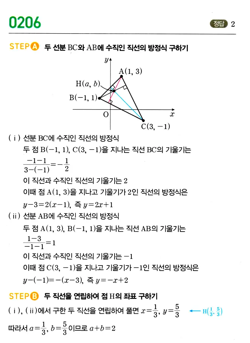 마플시너지 공통수학2 답지 208번