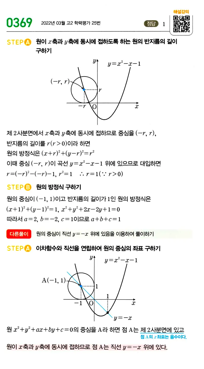 마플시너지 공통수학2 답지 374번
