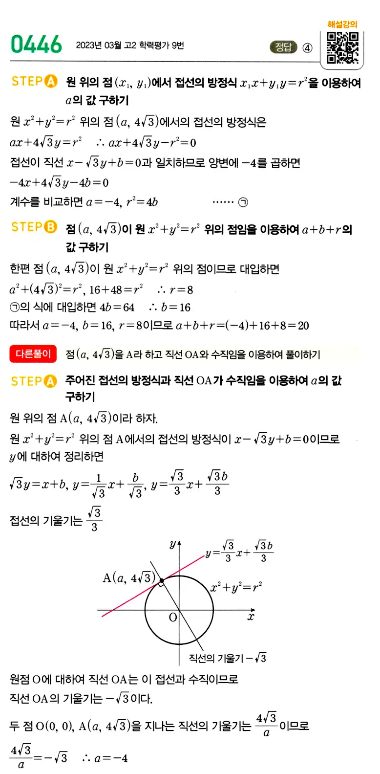 마플시너지 공통수학2 답지 449번