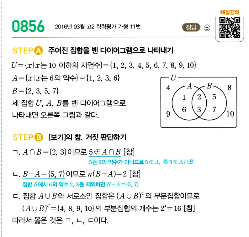 마플시너지 공통수학2 답지 855번