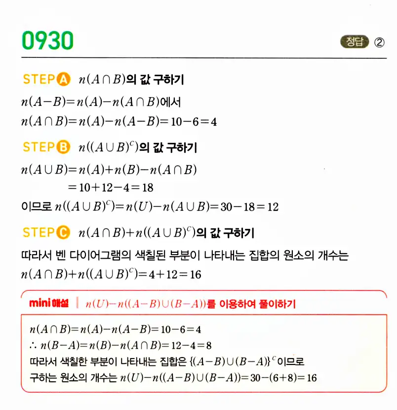 마플시너지 공통수학2 답지 923번