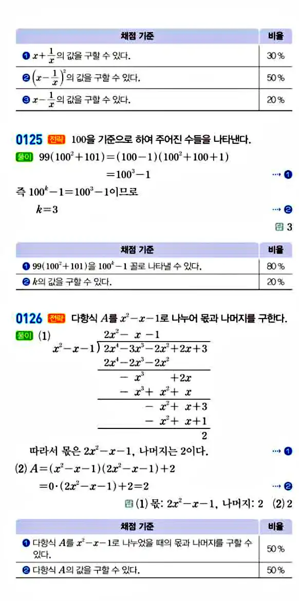 라이트쎈 공통수학1 답지 21