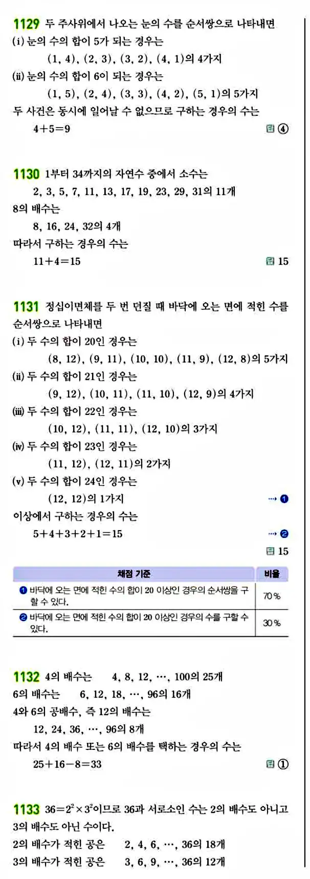 라이트쎈 공통수학1 답지 236
