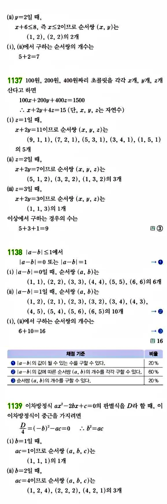 라이트쎈 공통수학1 답지 238