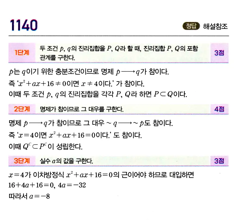 마플시너지 공통수학2 답지 1119번