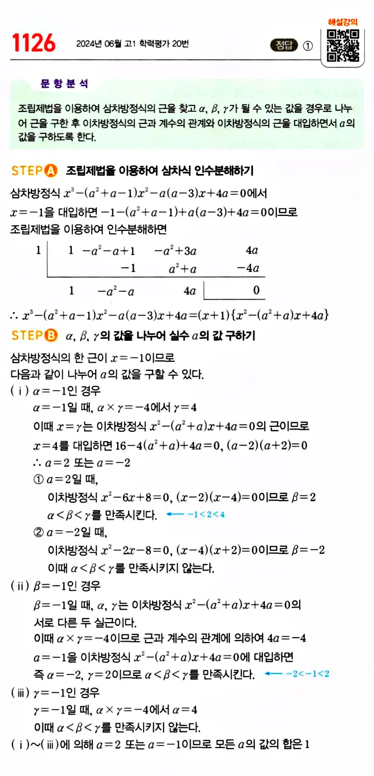 마플시너지 공통수학1 답지 1130번대