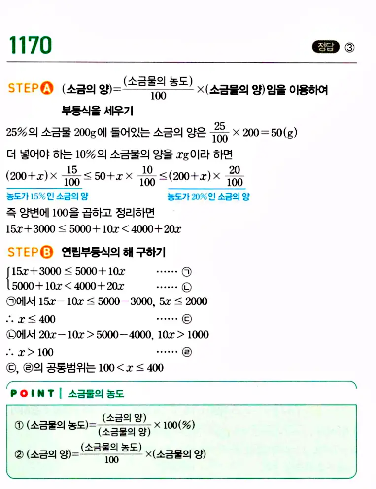 마플시너지 공통수학1 답지 1170번 끝