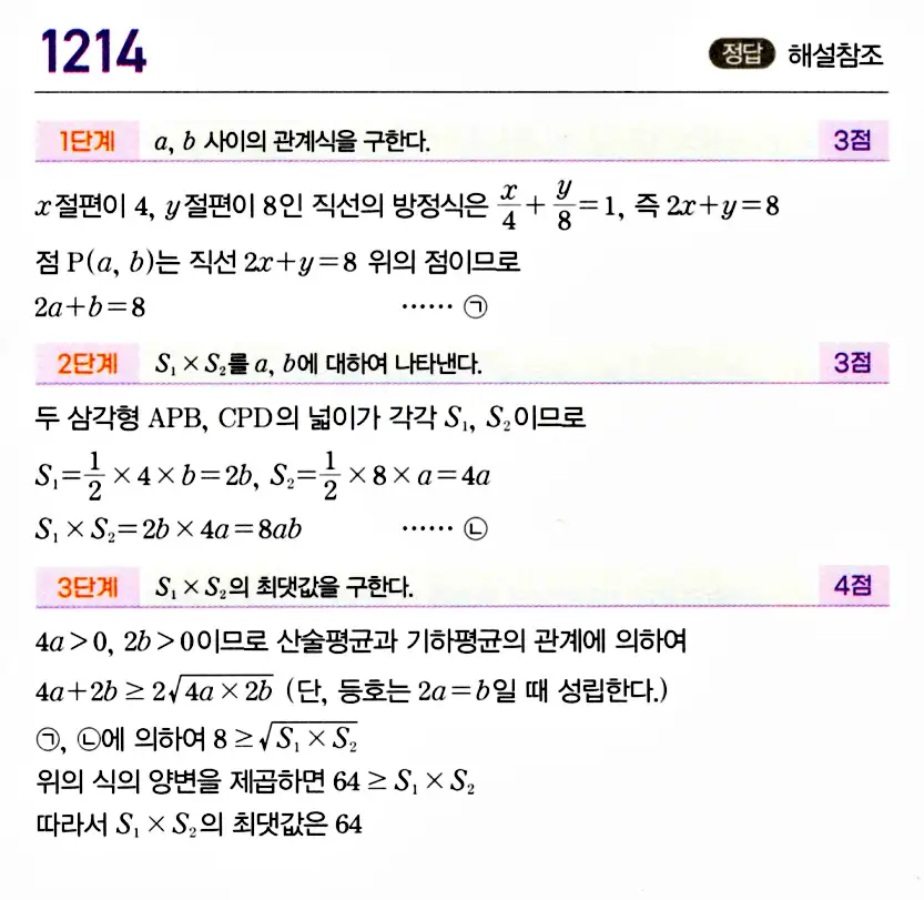 마플시너지 공통수학2 답지 1212번