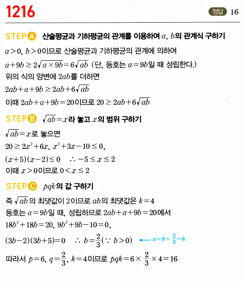 마플시너지 공통수학2 답지 1214번