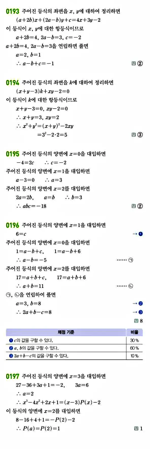 라이트쎈 공통수학1 답지 29