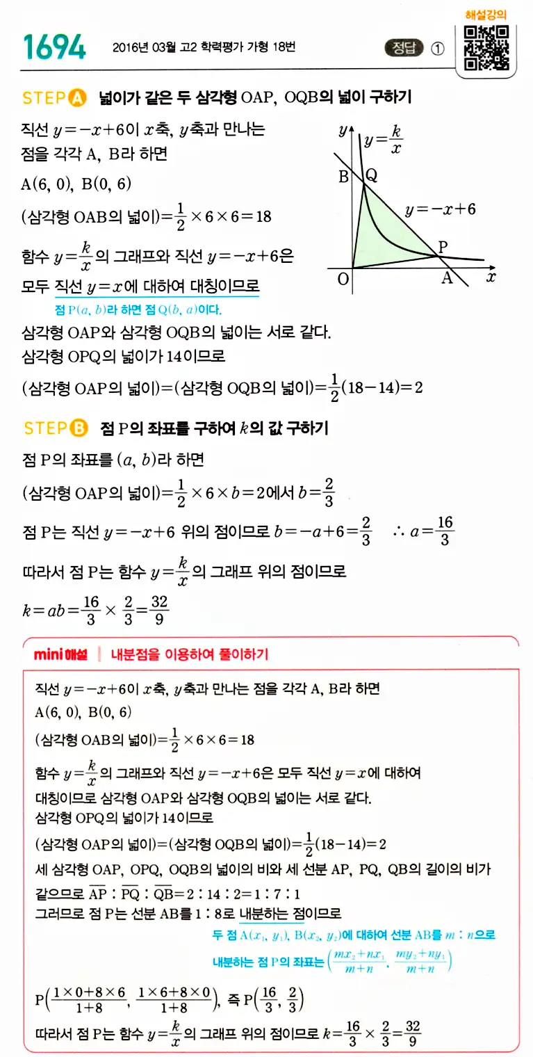 마플시너지 공통수학2 답지 1691번