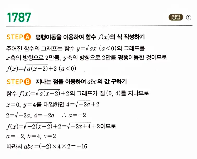 마플시너지 공통수학2 답지 1788번