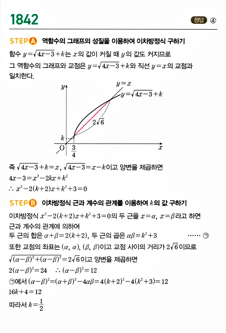 마플시너지 공통수학2 답지 1842번