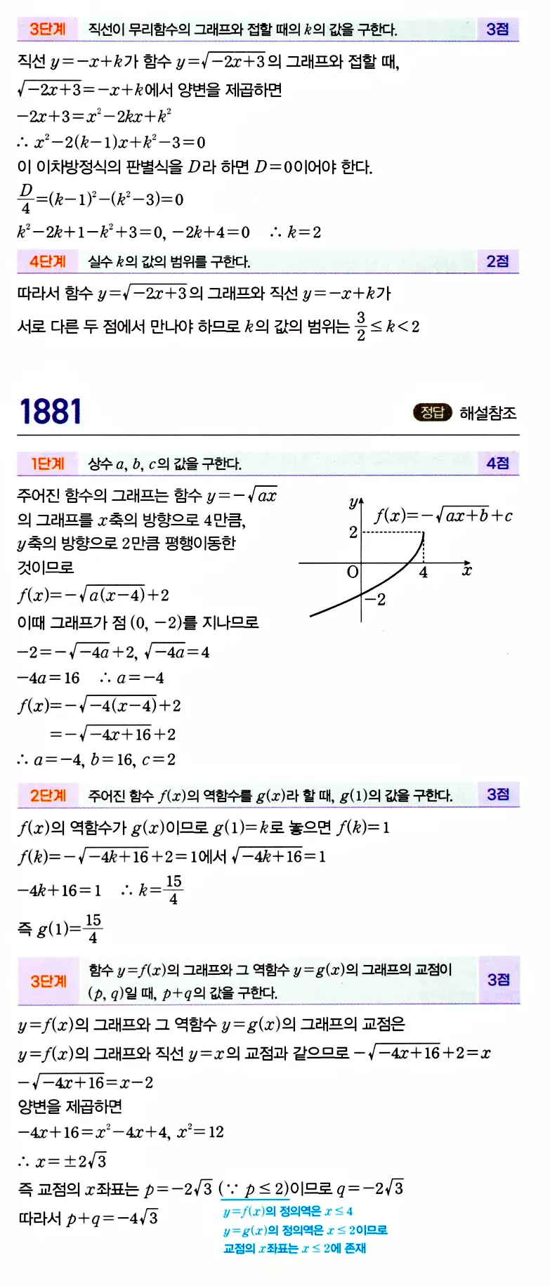 마플시너지 공통수학2 답지 1885번
