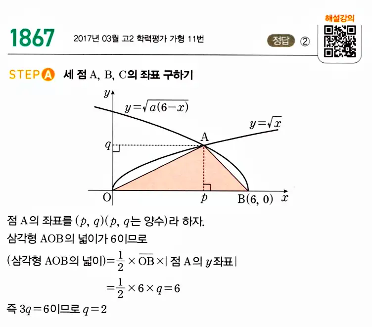 마플시너지 공통수학2 답지 1867번