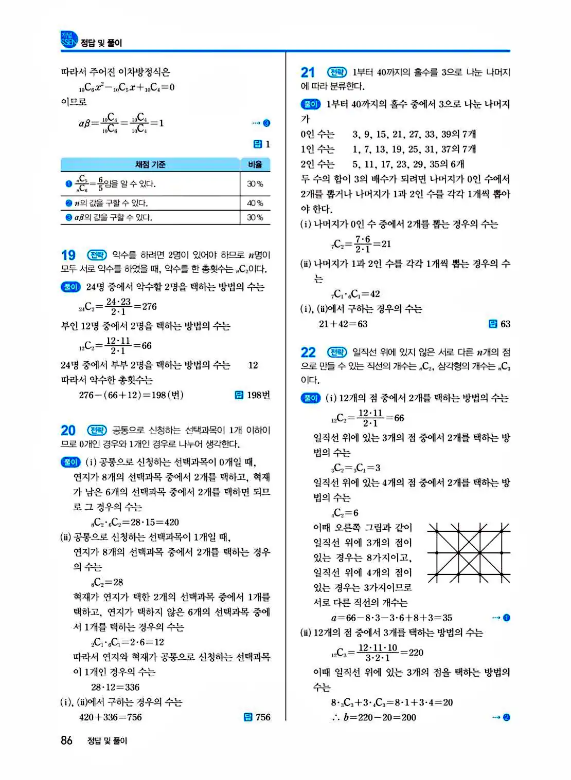 2025 개념쎈 공통수학1 답지 86페이지