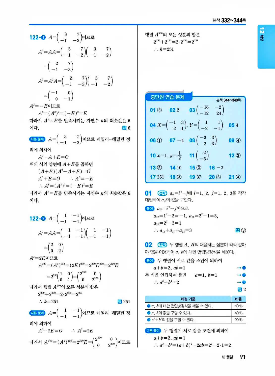 2025 개념쎈 공통수학1 답지 91페이지