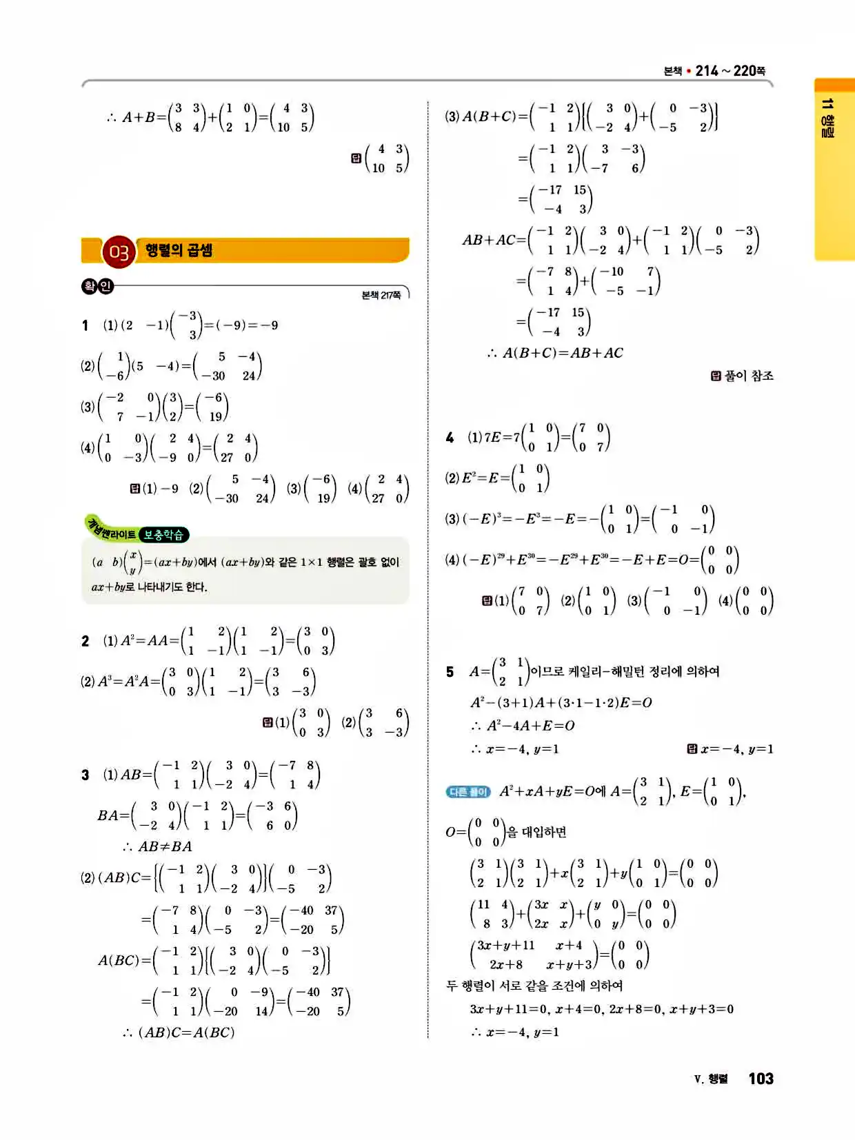 2025 개념쎈라이트 공통수학1 답지 103페이지