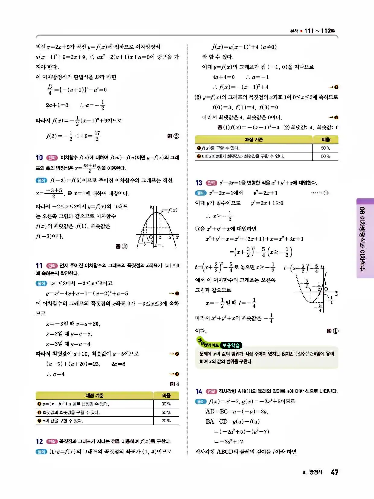 2025 개념쎈라이트 공통수학1 답지 47페이지