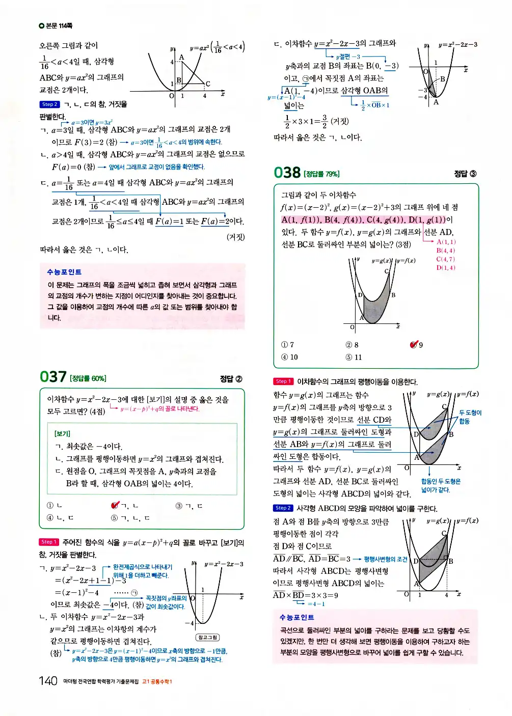 2026 마더텅 전국연합 학력평가 기출문제집 고1 공통수학1 답지 142페이지