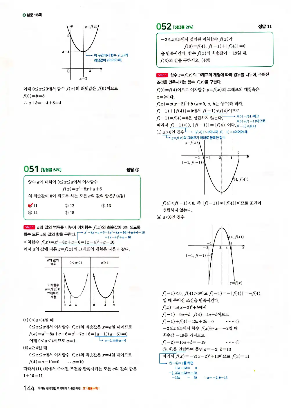 2026 마더텅 전국연합 학력평가 기출문제집 고1 공통수학1 답지 146페이지