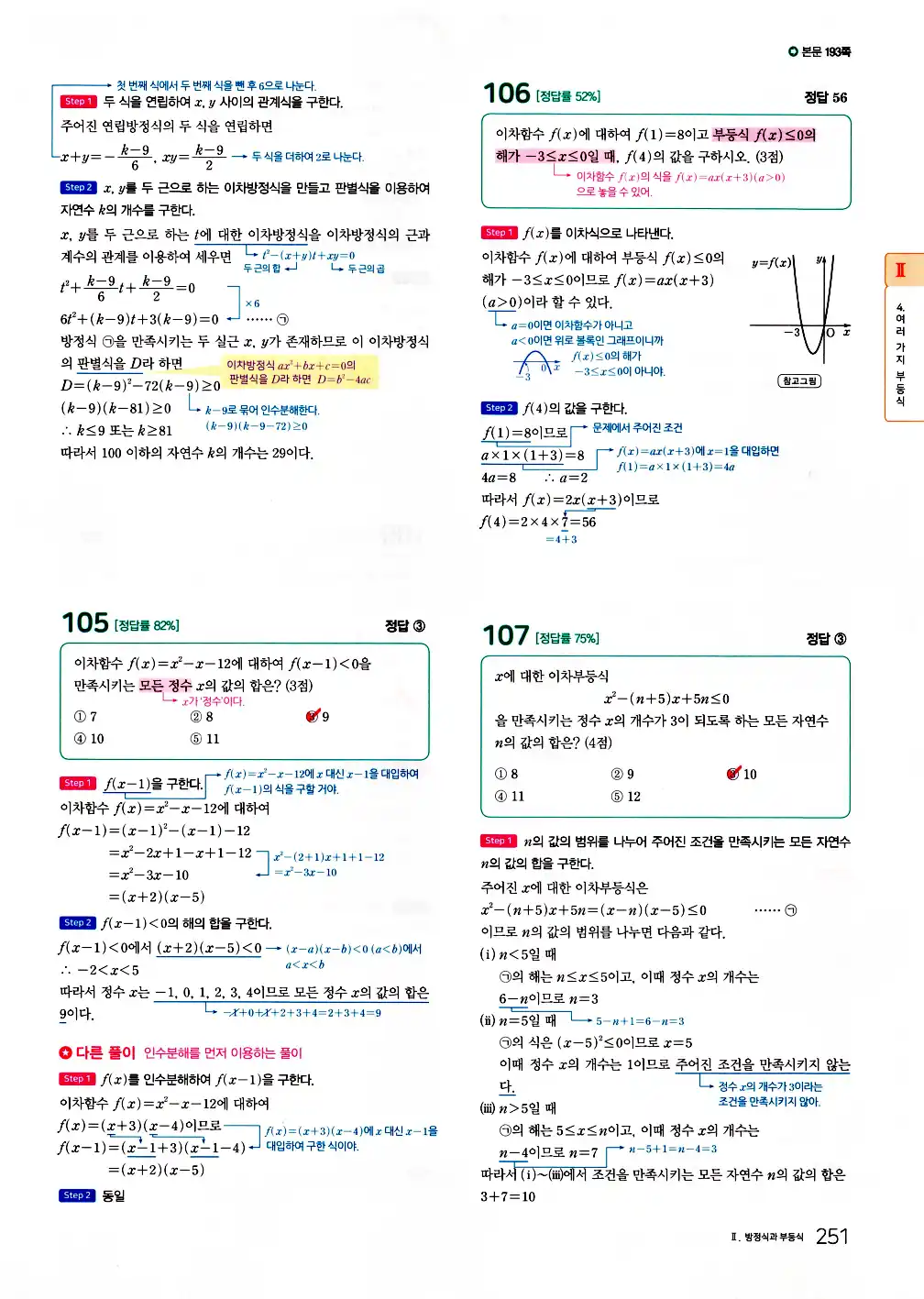 2026 마더텅 전국연합 학력평가 기출문제집 고1 공통수학1 답지 253페이지