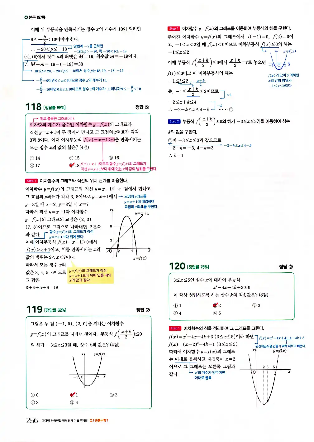 2026 마더텅 전국연합 학력평가 기출문제집 고1 공통수학1 답지 258페이지