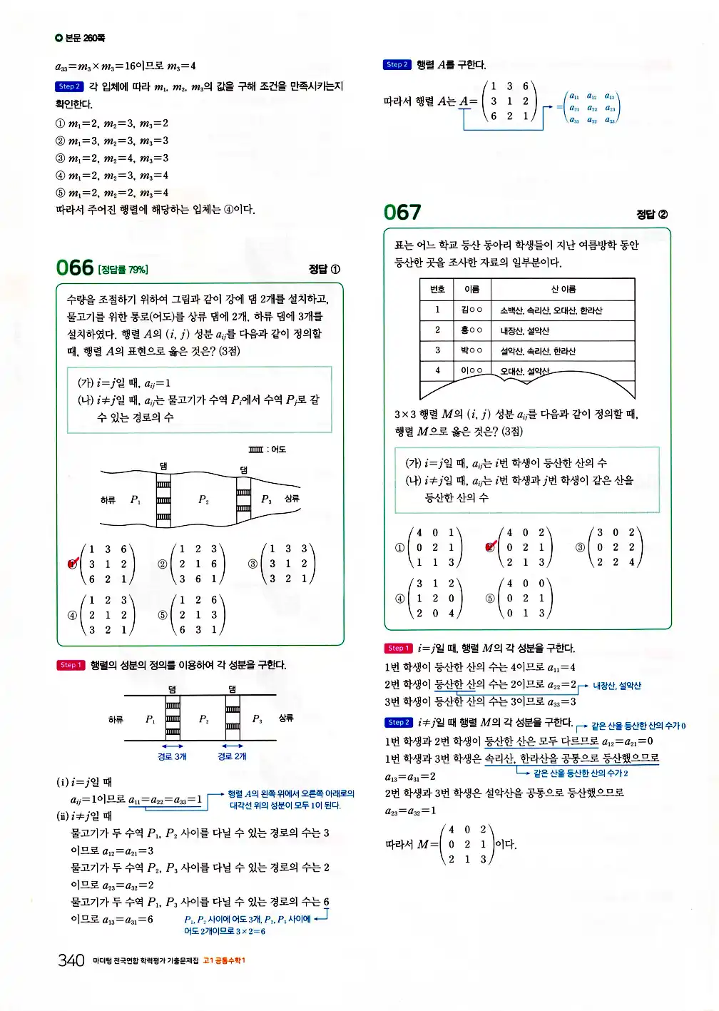 2026 마더텅 전국연합 학력평가 기출문제집 고1 공통수학1 답지 342페이지