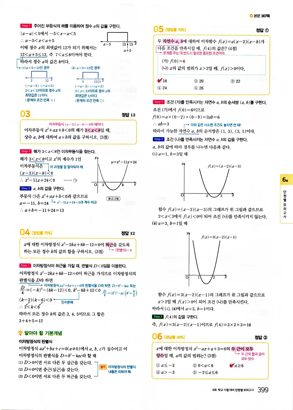2026 마더텅 전국연합 학력평가 기출문제집 고1 공통수학1 답지 401페이지
