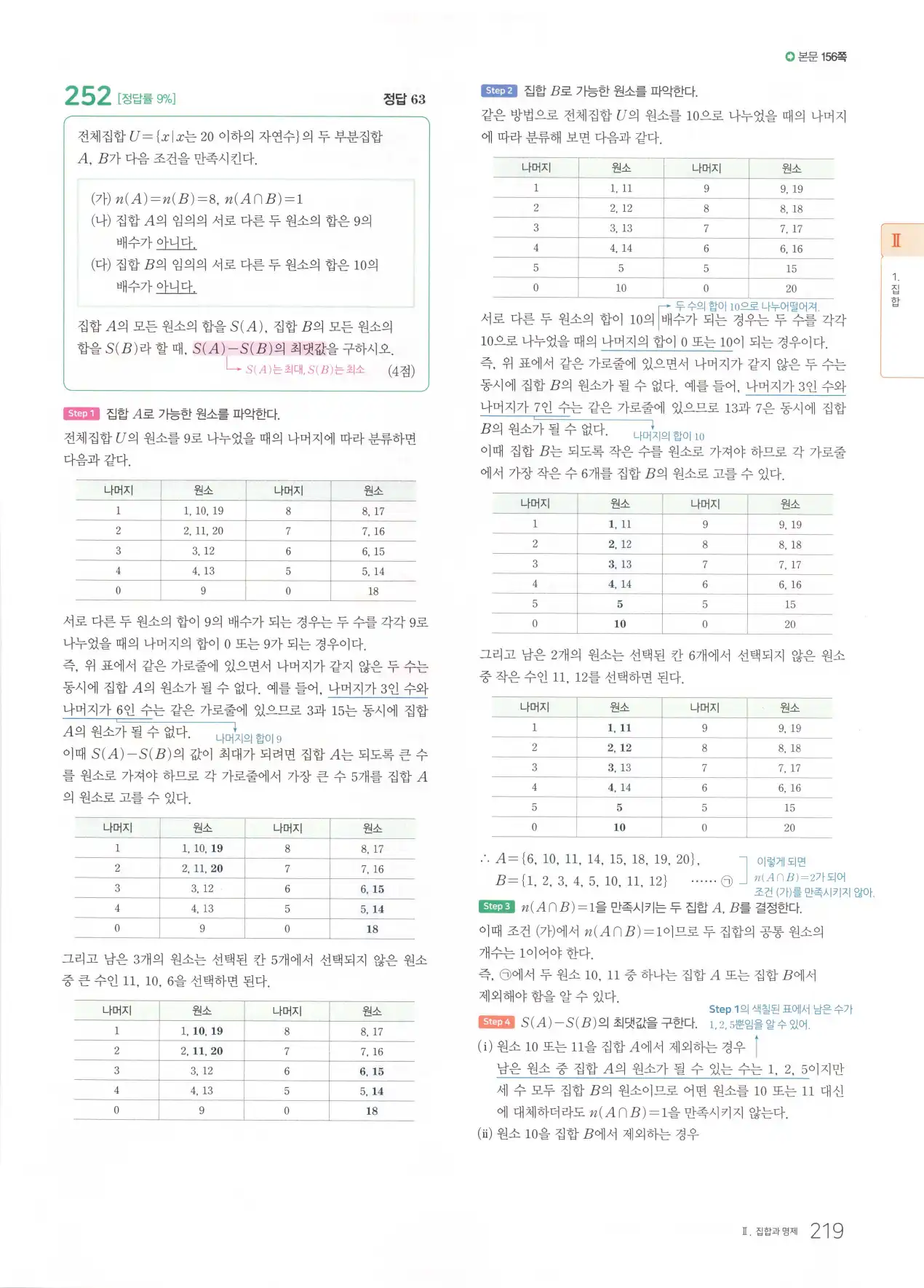 마더텅 고1 공통수학2 해설 221