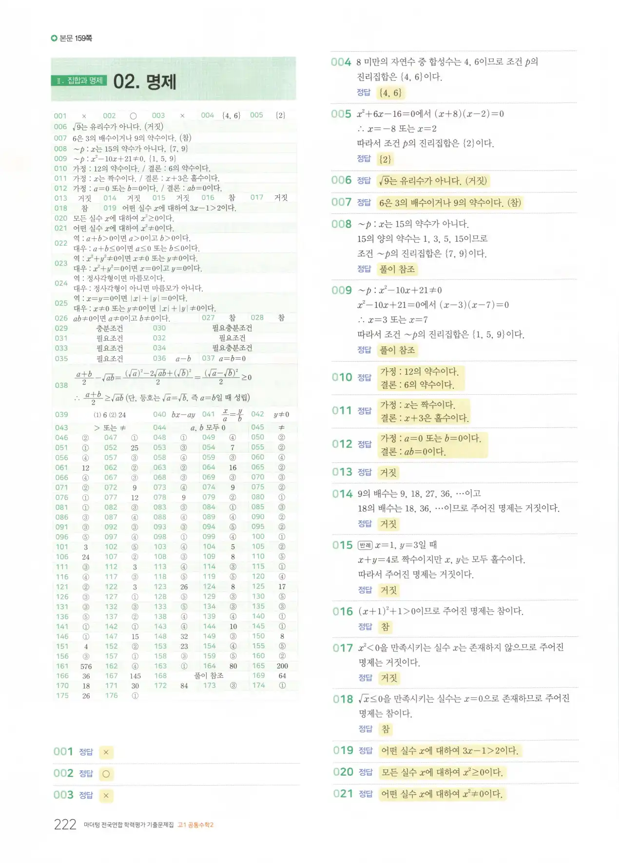 마더텅 고1 공통수학2 해설 224