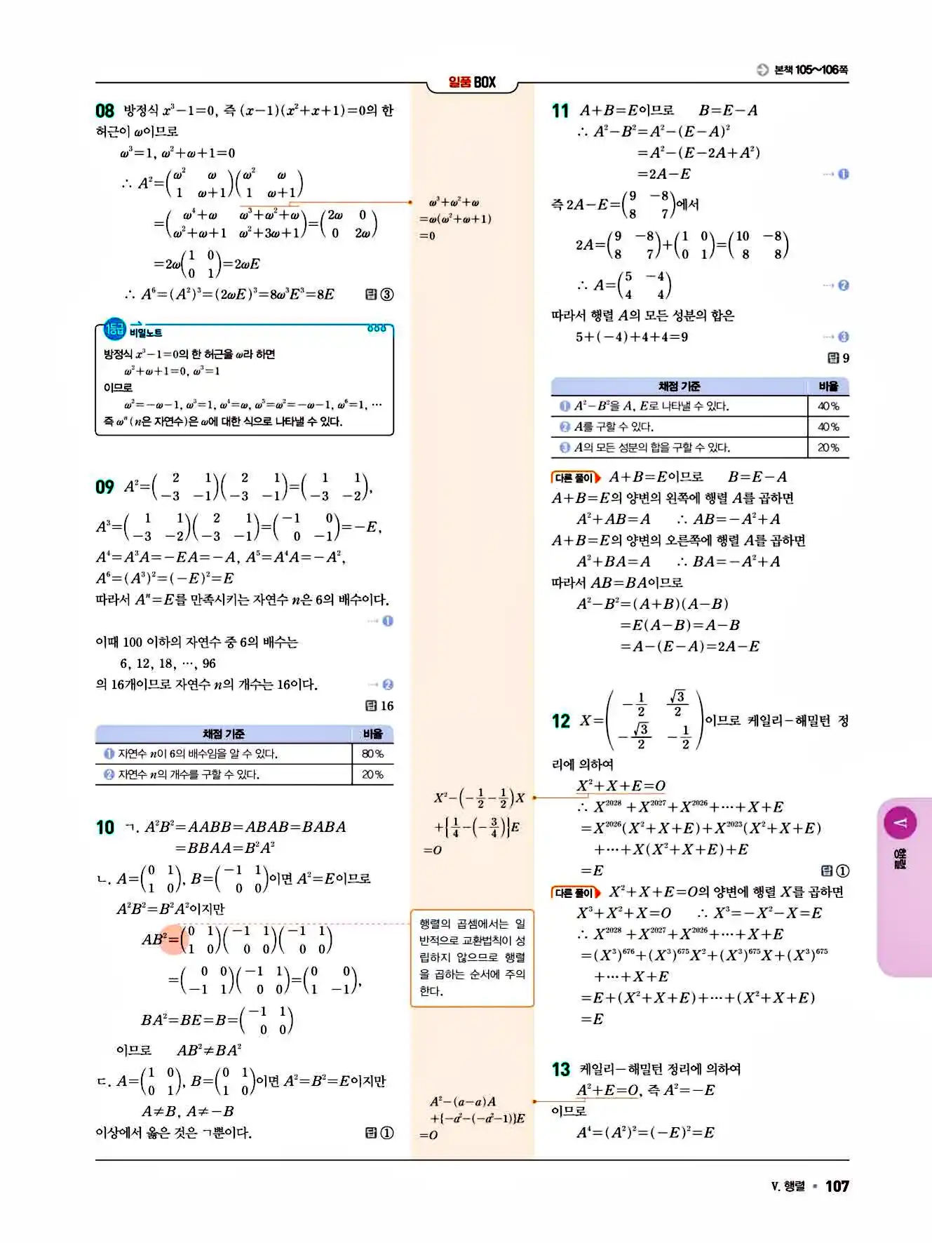 2025 일품 공통수학1 답지 107페이지