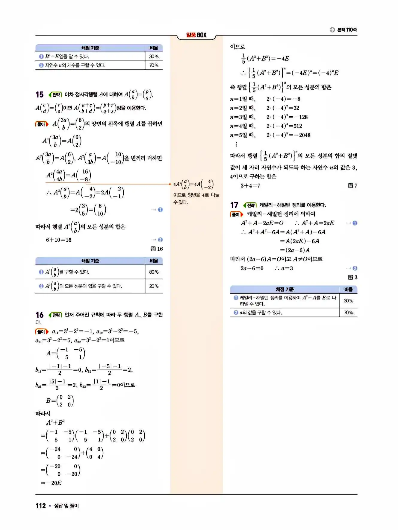 2025 일품 공통수학1 답지 112페이지
