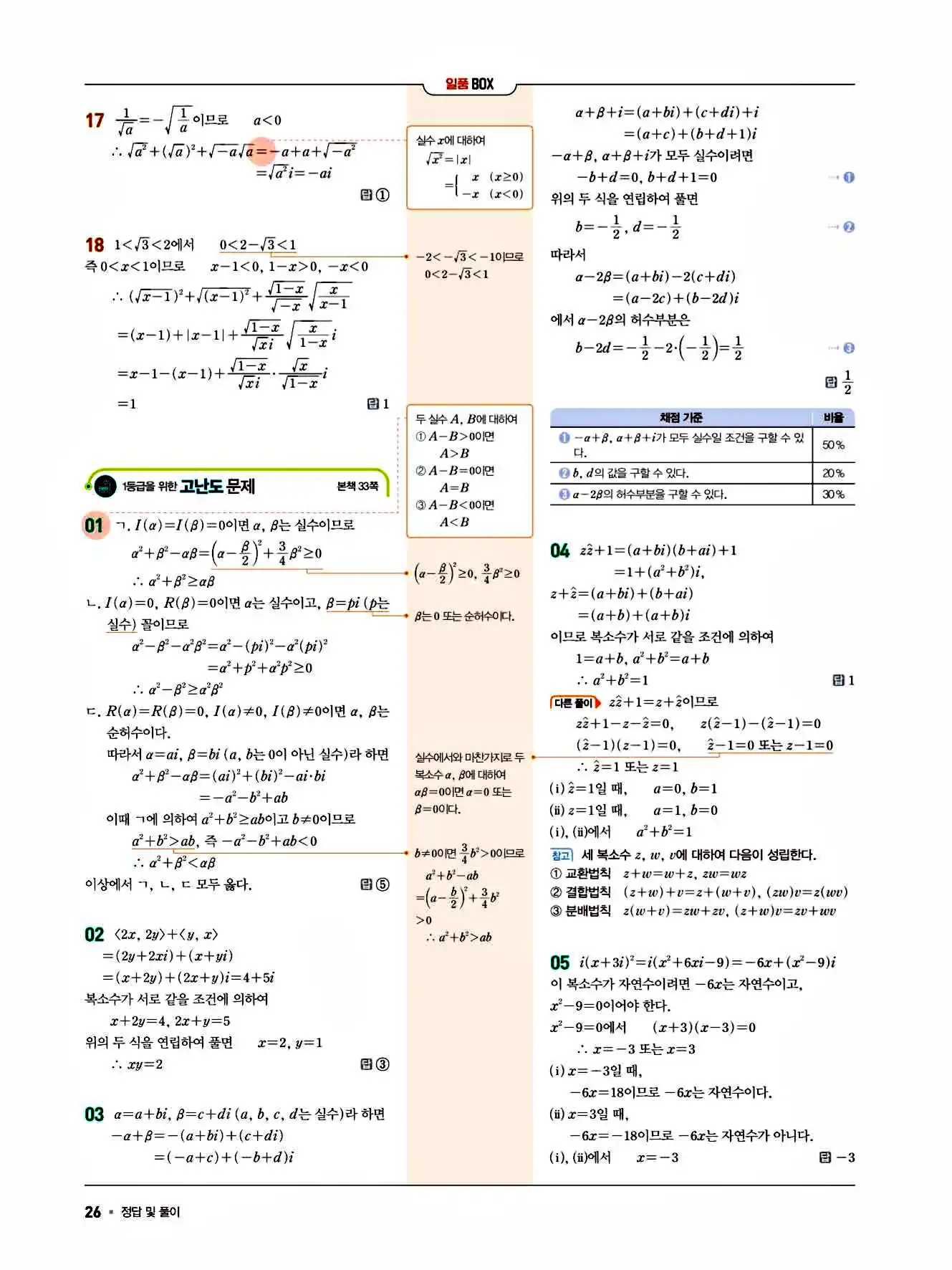 2025 일품 공통수학1 답지 26페이지