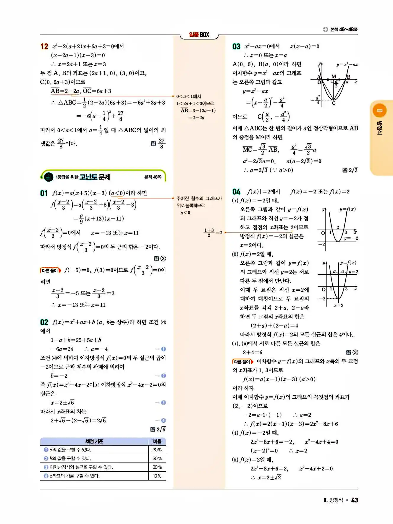 2025 일품 공통수학1 답지 43페이지