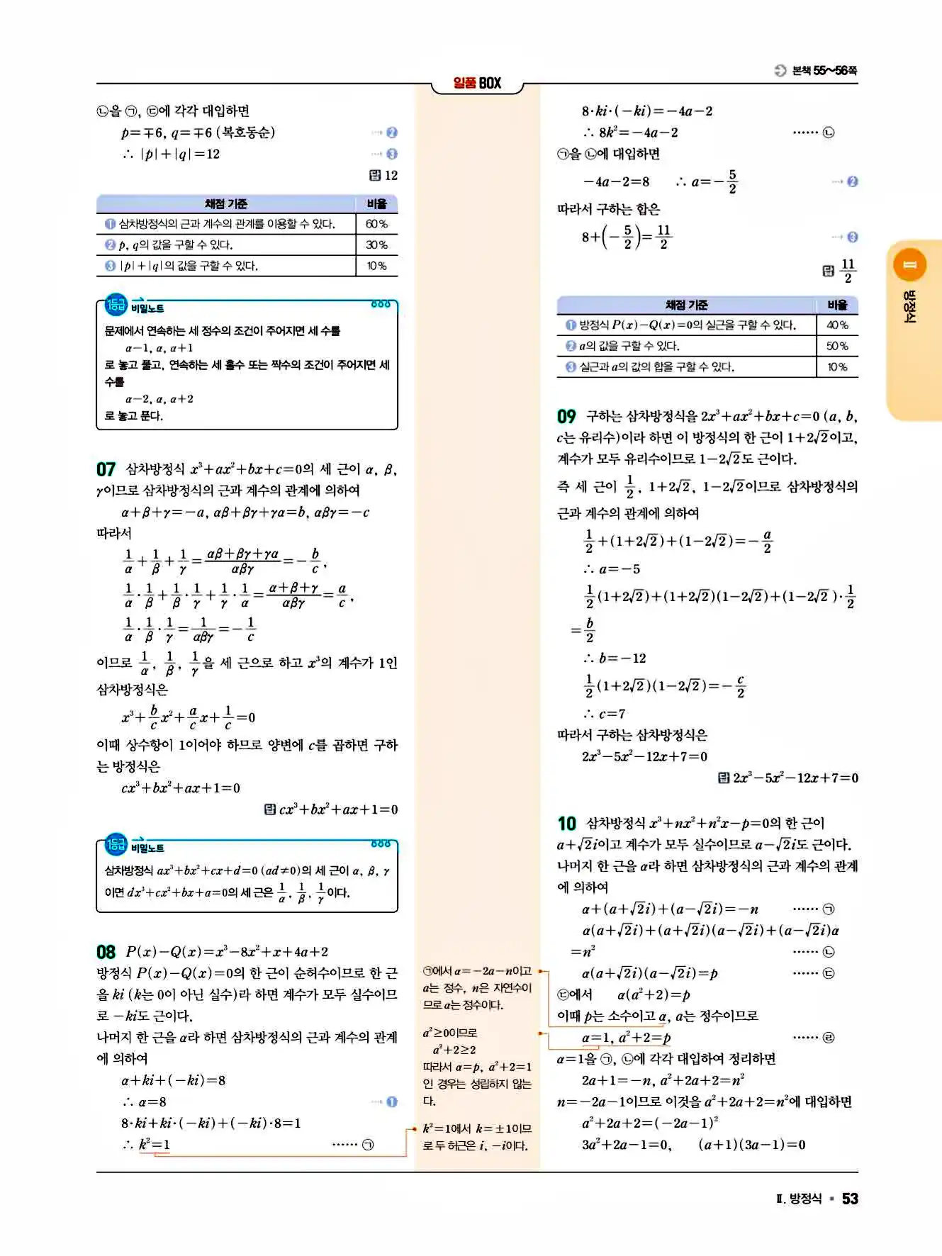 2025 일품 공통수학1 답지 53페이지