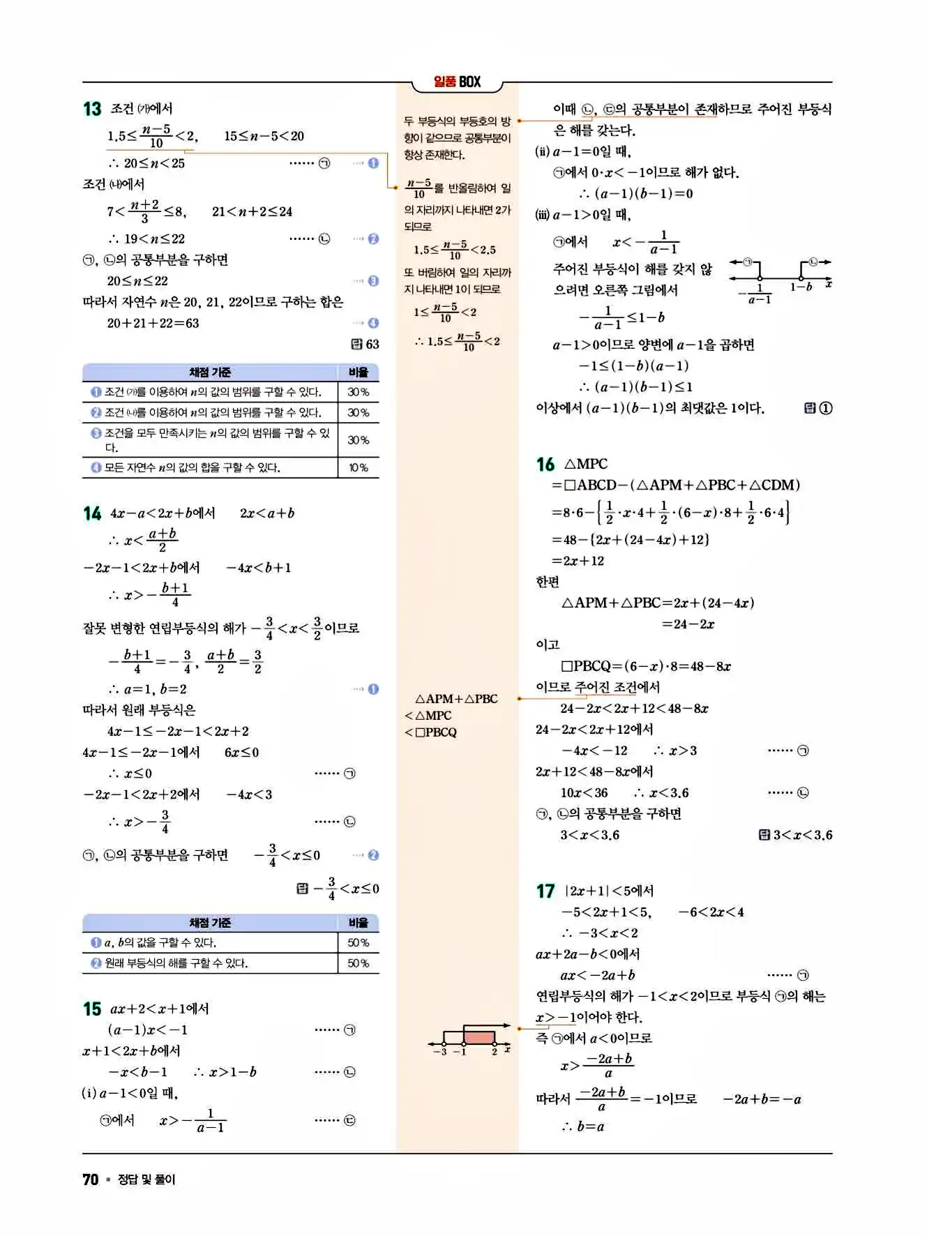 2025 일품 공통수학1 답지 70페이지