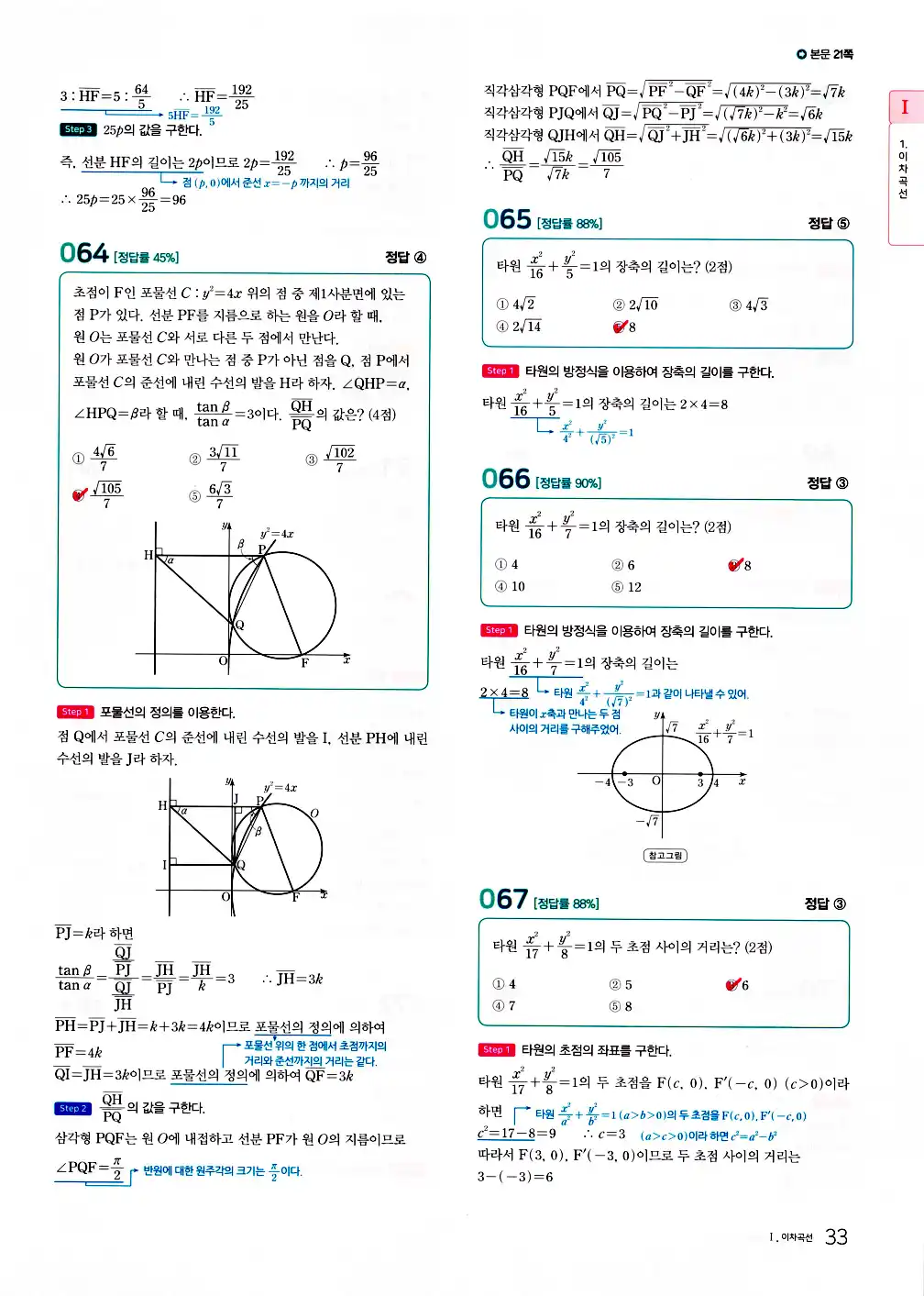 2026 마더텅 수능기출문제집 기하 답지 85페이지