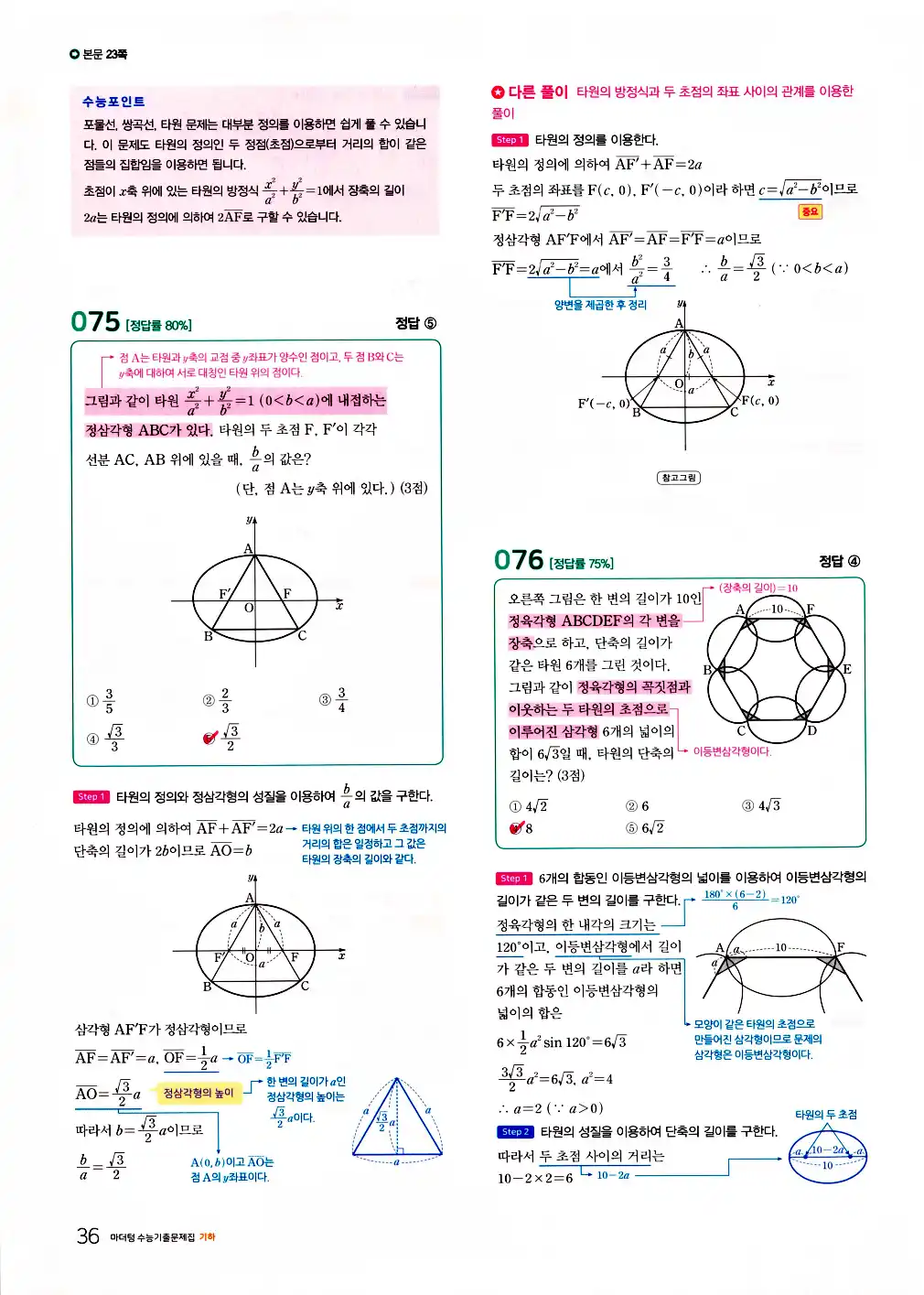 2026 마더텅 수능기출문제집 기하 답지 88페이지