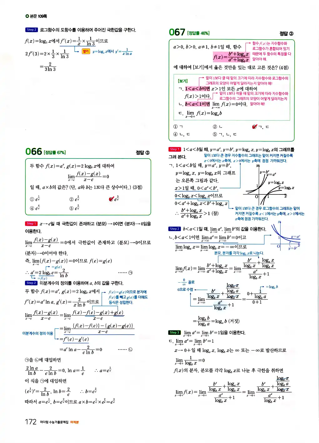 2026 마더텅 수능기출문제집 미적분 답지 32페이지