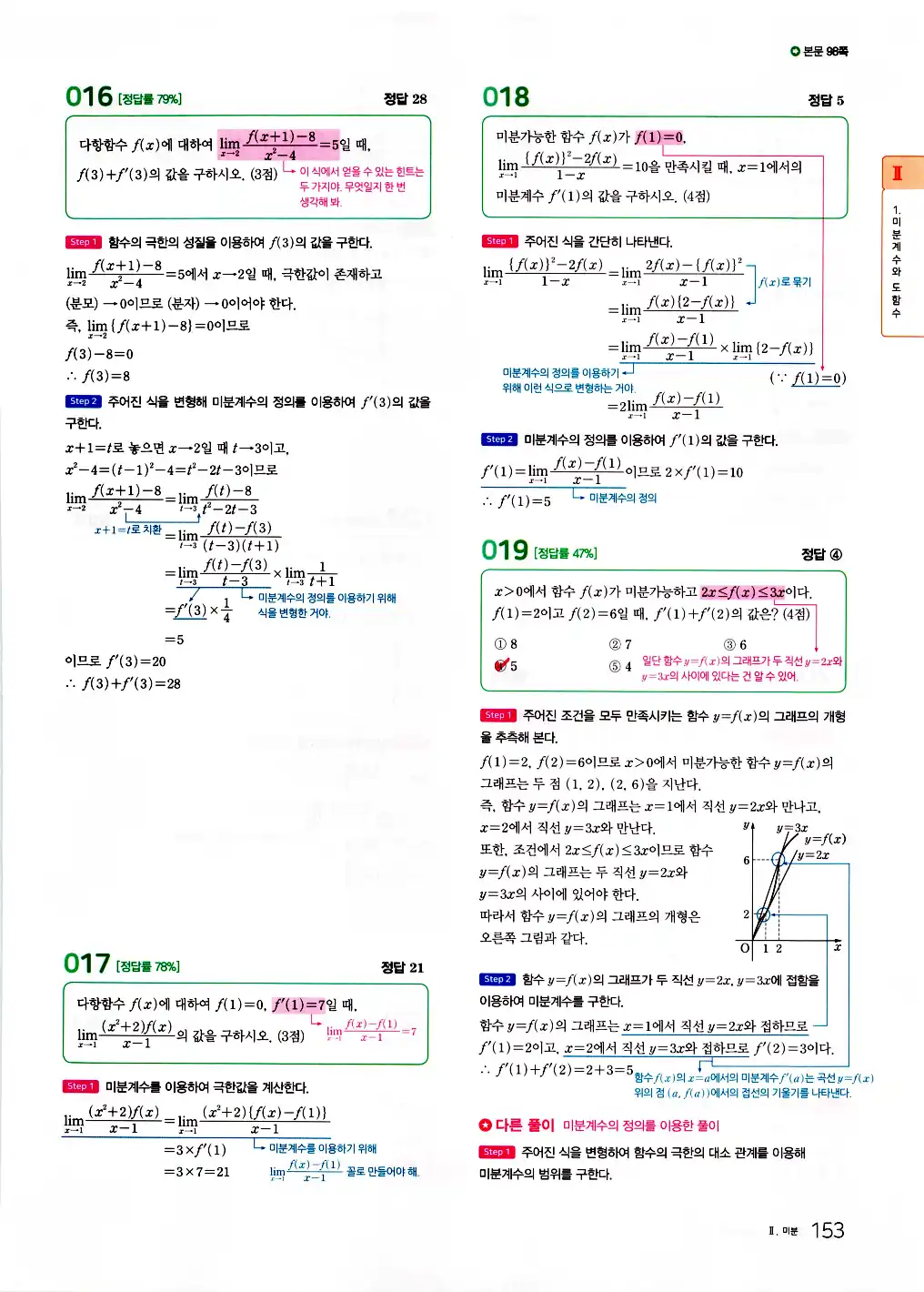 2026 마더텅 수능기출문제집 수학2 답지 155페이지