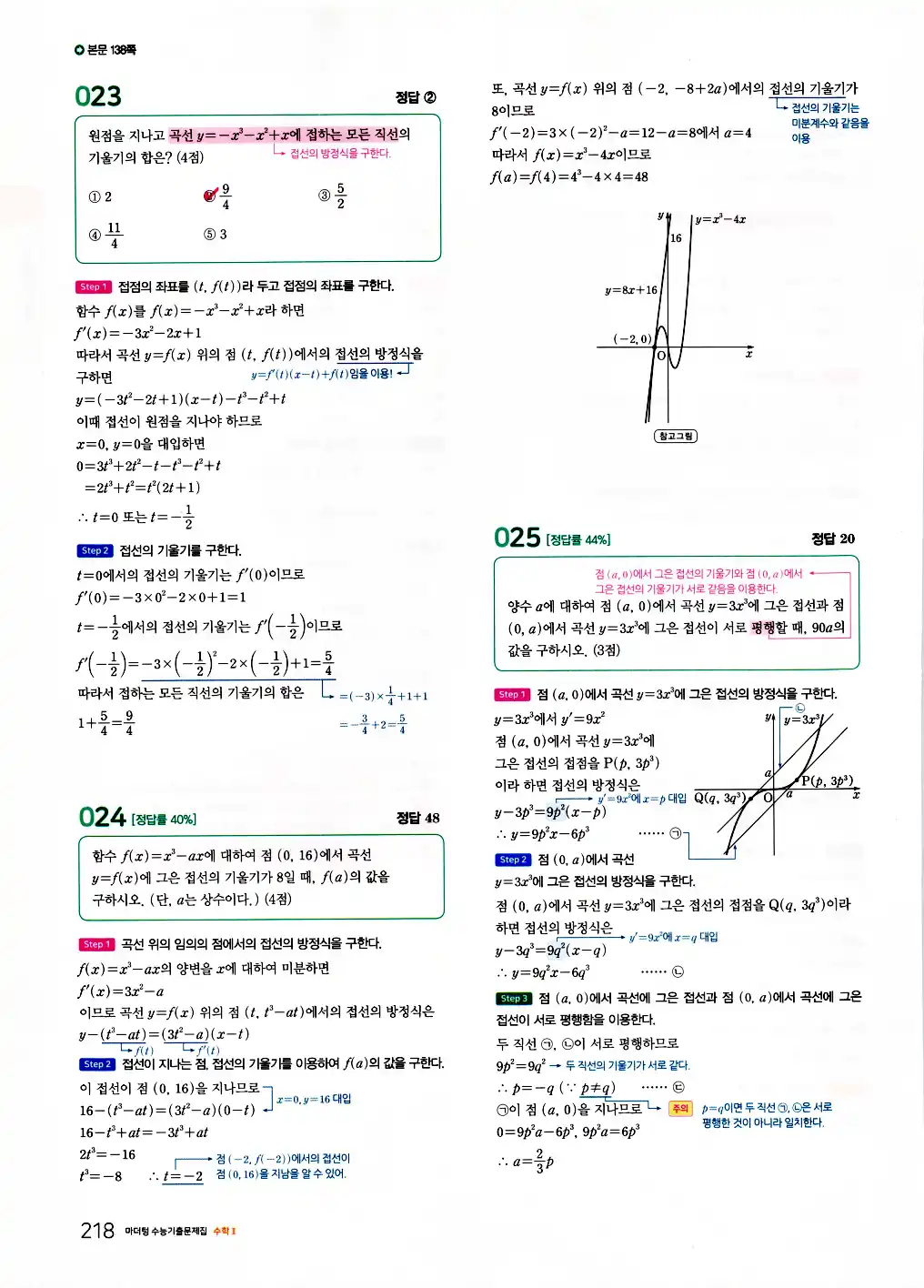 2026 마더텅 수능기출문제집 수학2 답지 220페이지