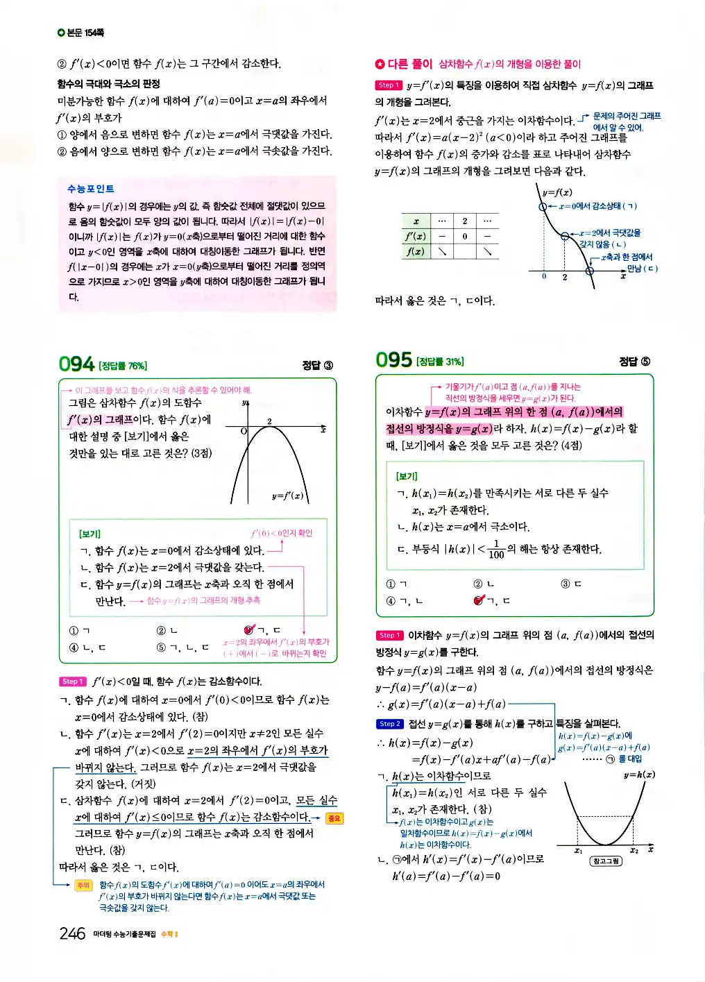 2026 마더텅 수능기출문제집 수학2 답지 248페이지