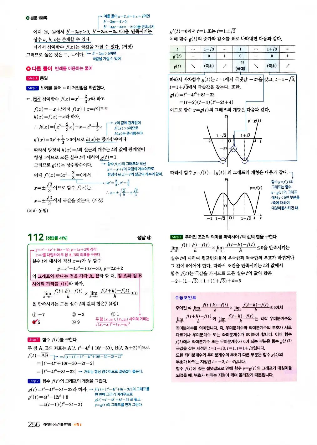 2026 마더텅 수능기출문제집 수학2 답지 258페이지